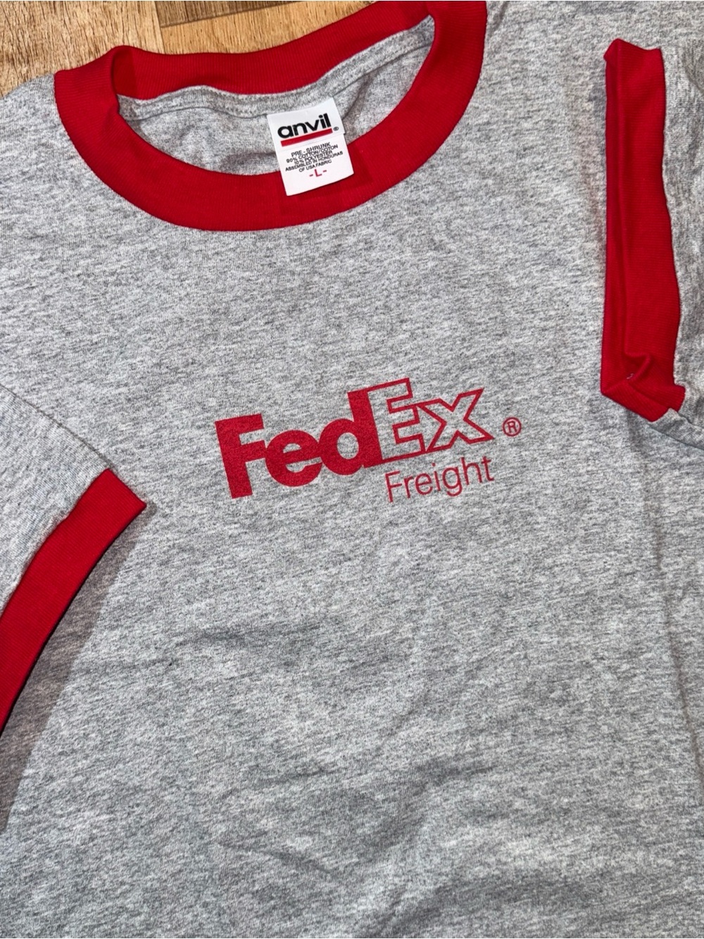 Vintage Ringer Tee Classic L Anvil Tag T-shirt Employee FedEx Uniform Large NWOT